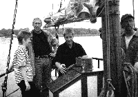 Petra Pau, Roland Klaus und Dietmar Bartsch auf der Albin K&ouml;bis zur Hanse-Sail in Rostock; Foto: Tilo Gr&auml;ser